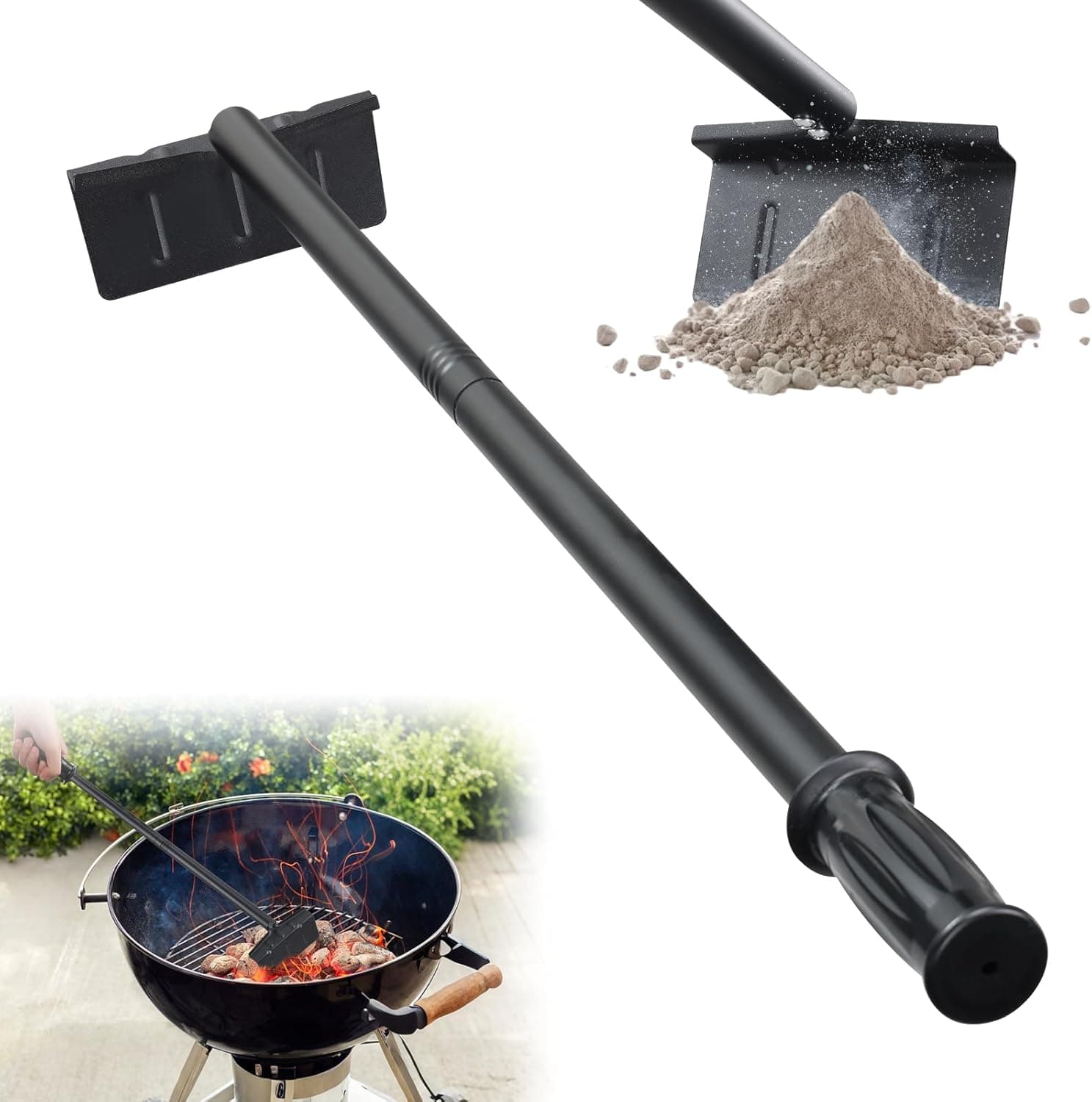BBQ Charcoal Rake 29 Inch Grill Ash Removal Rake, Metal Cleaner Poker Scraper for Smoker, Kamado