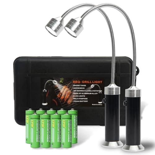 Grill Light, LED BBQ Light with Magnetic Base & 360° Flexible Gooseneck, Grilling Accessories for Men Dad Husband, Outdoor Grilling Gifts for Christmas, Father's Day/ 9 Batteries Included - Pack of 2