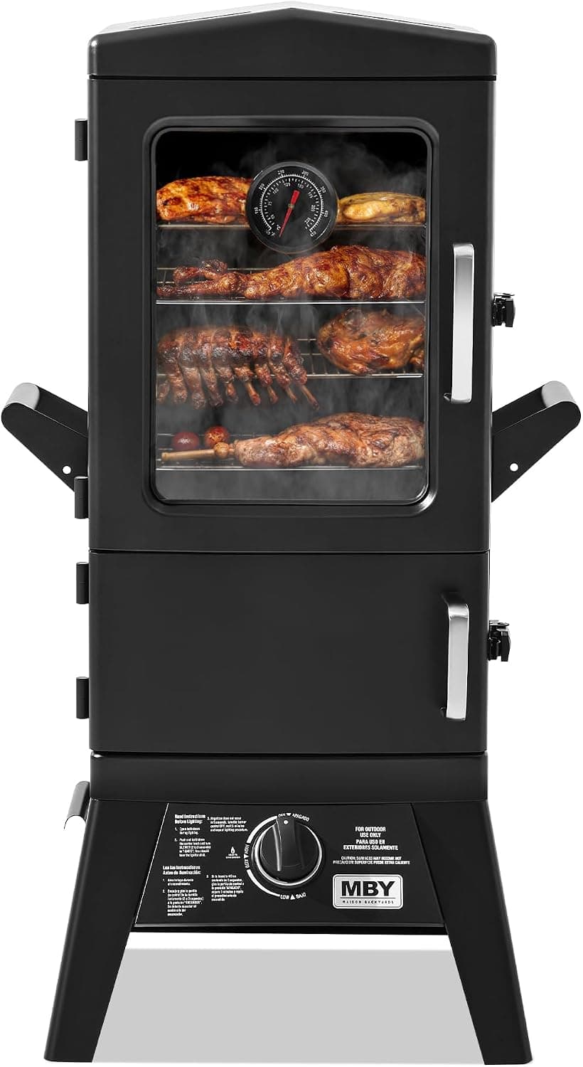 Large Vertical Propane Smoker Grill 4-Rack with Temperature Control