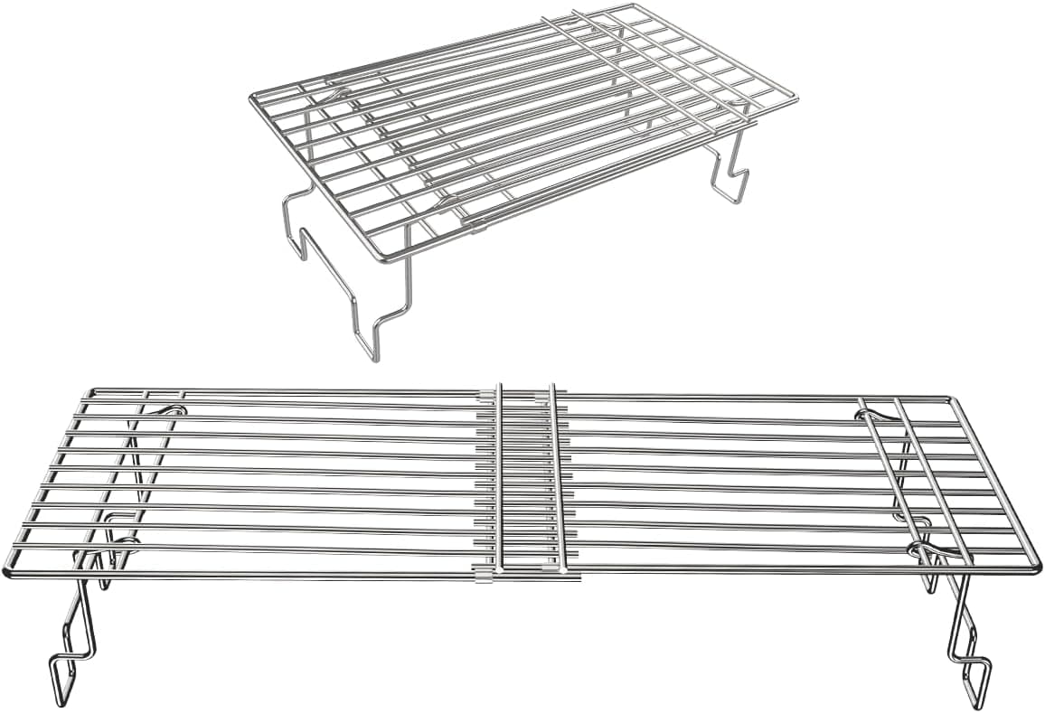BBQ Future Universal Adjustable Warming Rack, Folding Stainless Steel Upper Rack