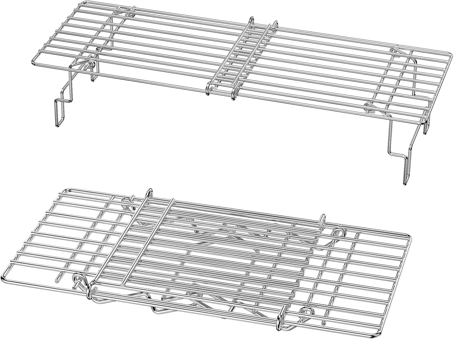 Universal Grill Rack, Adjustable Warming Rack with Foldable Legs, 15.3-22.1 in