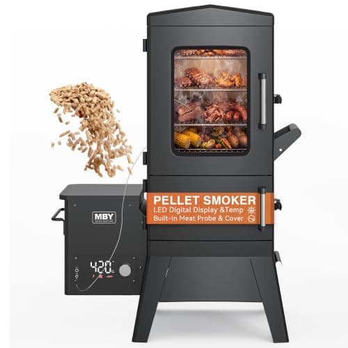 Vertical Electric Pellet Smoker with Waterproof Cover & Meat Probe